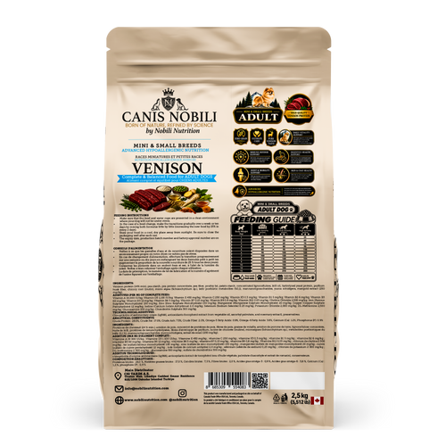 CANIS Nobili Advanced Hypoallergenic Nutrition, Adult Dogs Mini & Small Breeds, 2.5 kg bag, back