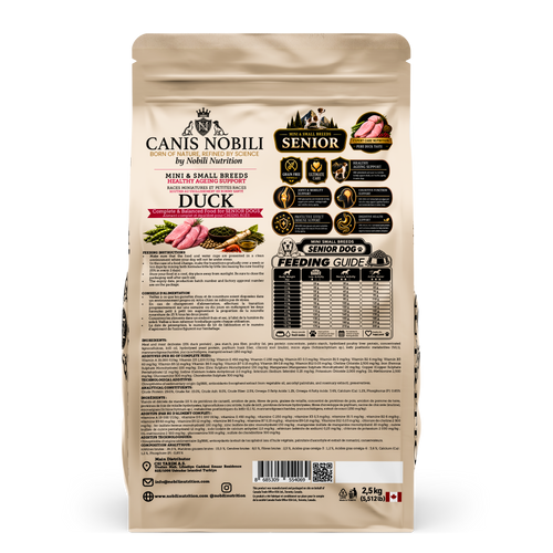 CANIS Nobili Healthy Ageing Support, Senior Dogs Mini & Small Breeds Duck, 2.5 kg bag, back