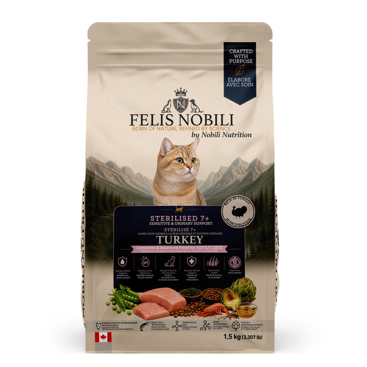 FELIS Nobili - Sensitive & Urinary Support for Adult Cats - Sterilised 7+