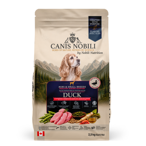 CANIS Nobili Healthy Ageing Support, Senior Dogs Mini & Small Breeds Duck, 2.5 kg bag, front